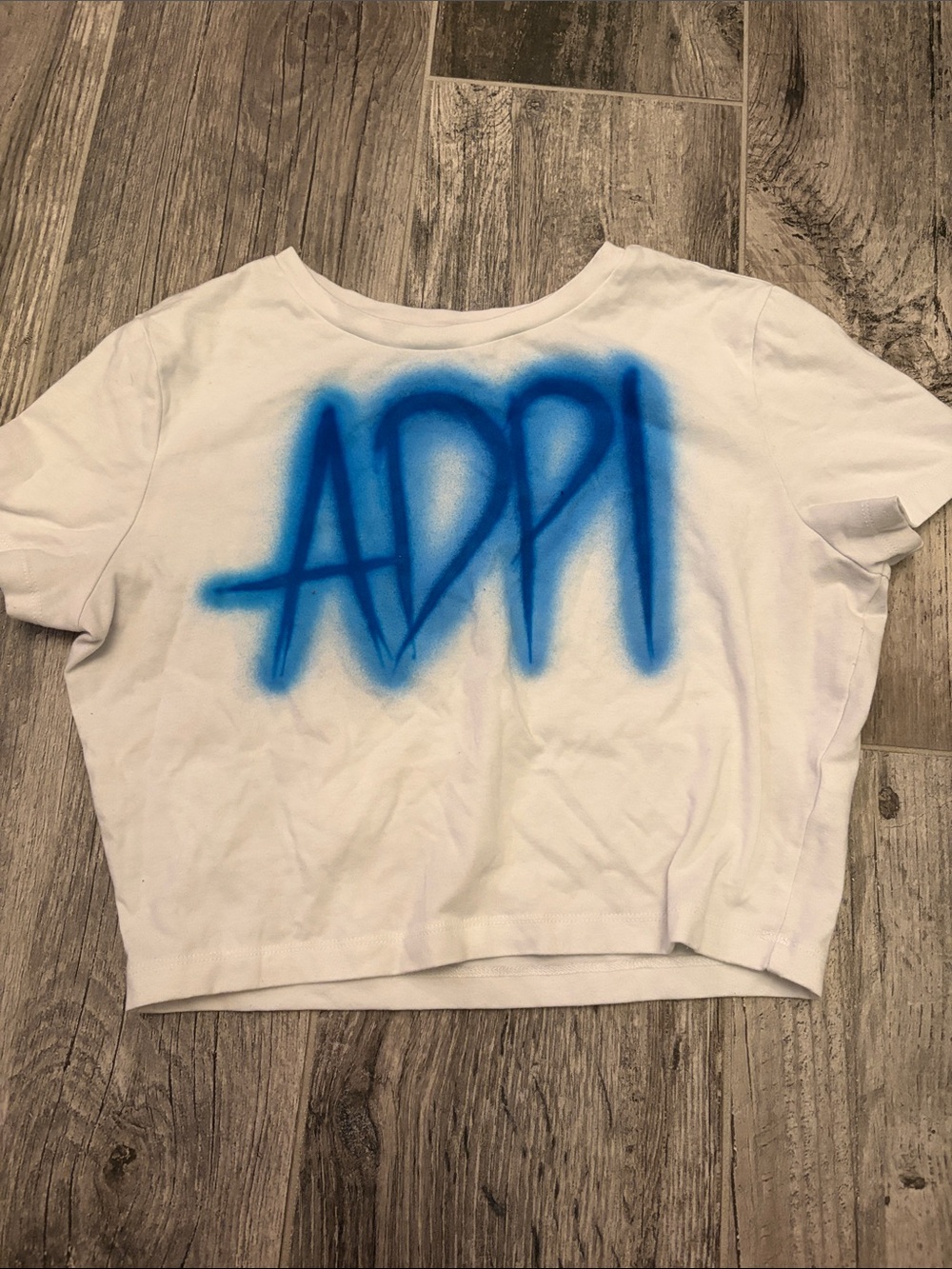 Alpha Delta Pi Crop Tee with Blue Graffiti Print